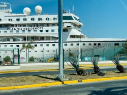 A cruise ship in port